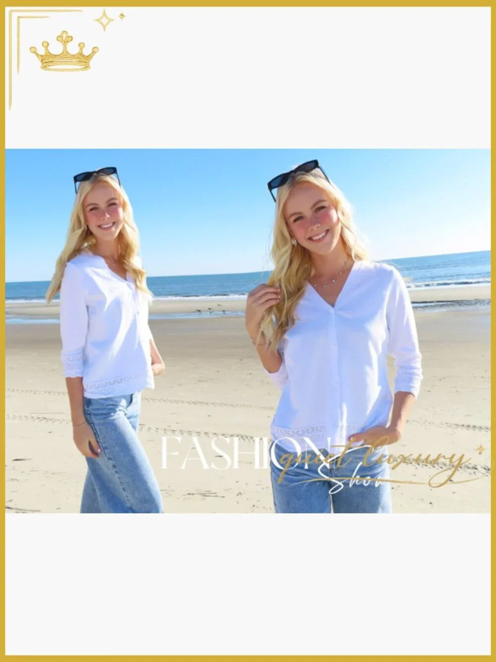 Lightweight 3/4 Sleeve Open Front Button Down Cardigan Sweater - Picture 7 of 7